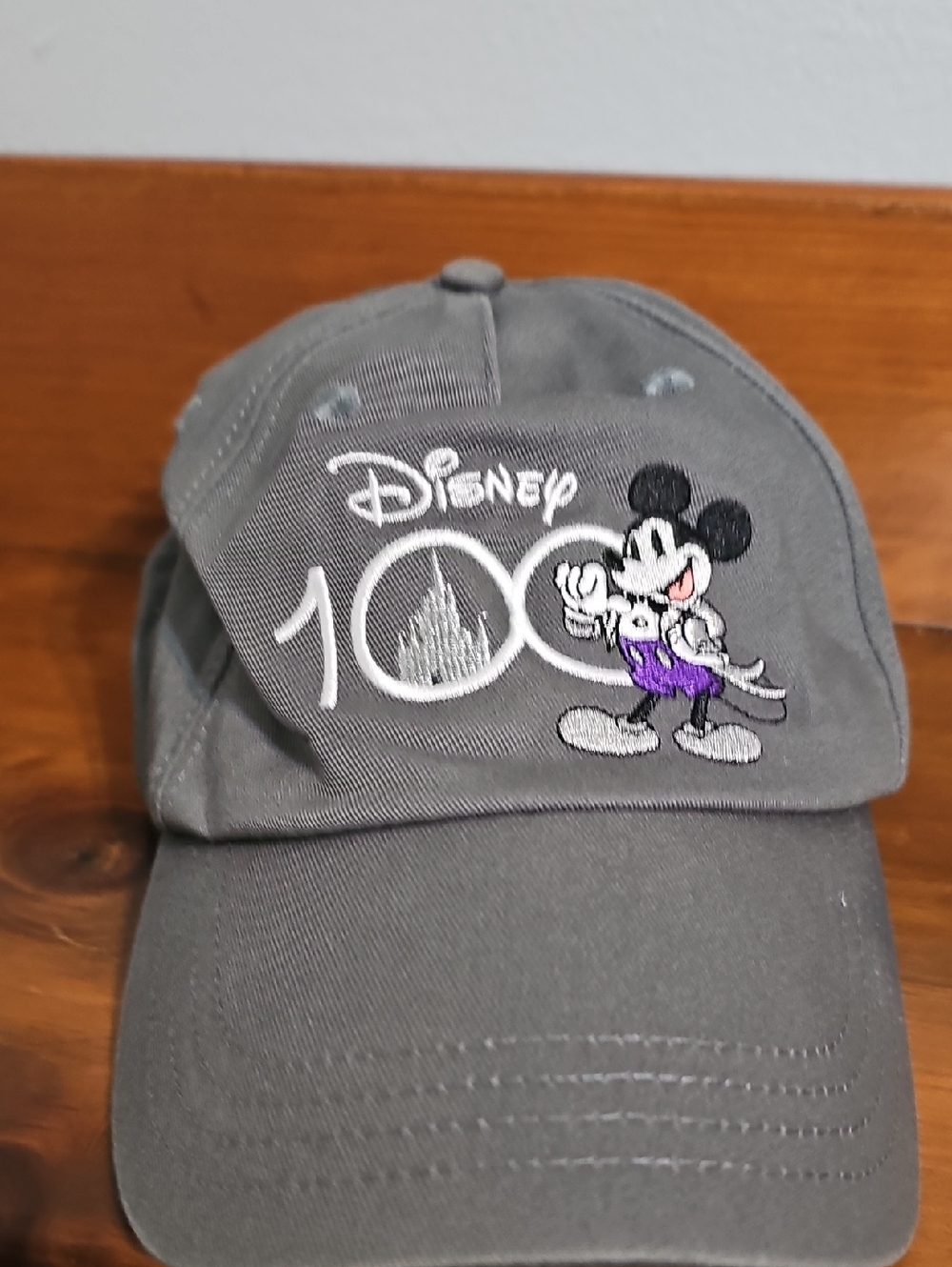 Disney Gray Mickey Mouse 100 Anniversary Embroidered Cap